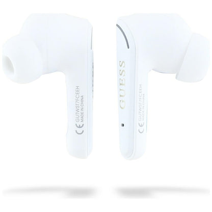 Handsfree Bluetooth Guess Flat Classic Logo Electroplated, TWS, Blanc