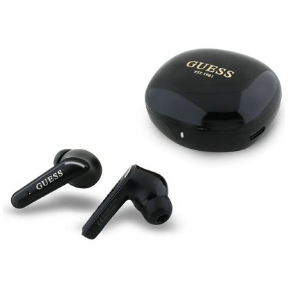 Handsfree Bluetooth Guess Flat Classic Logo Electroplated, TWS, Schwarz
