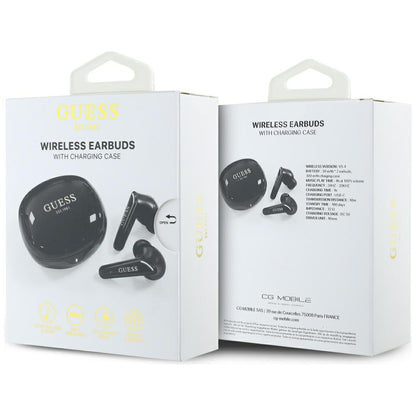 Handsfree Bluetooth Guess Flat Classic Logo Electroplated, TWS, Schwarz