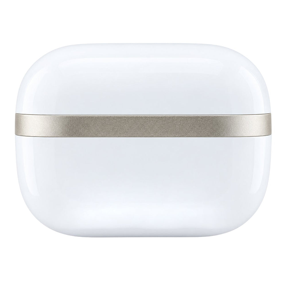 Guess Bluetooth-Freisprecheinrichtung Glossy Gold Line Printed Classic Logo, TWS, Weiß