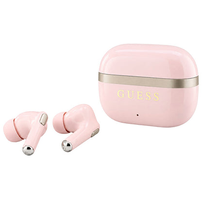 Bluetooth-Freisprecheinrichtung Guess Glossy Gold Line Printed Classic Logo, TWS, Rosa