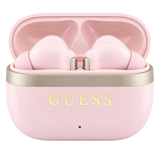 Kit mains libres Bluetooth Guess Glossy Gold Line Printed Classic Logo, TWS, rose