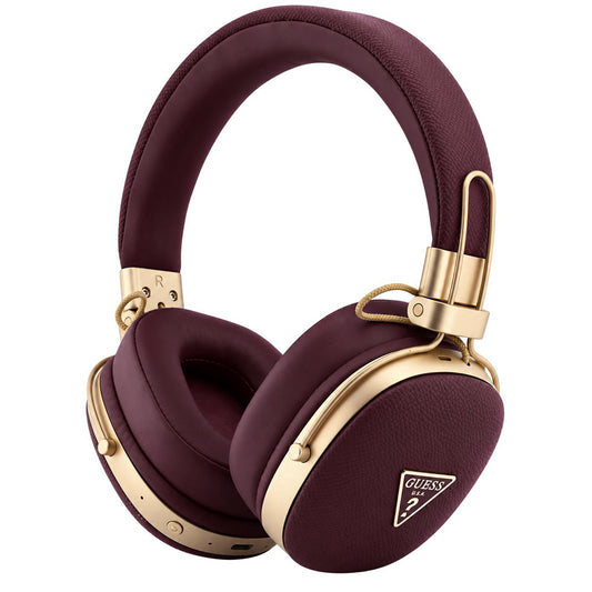 Kit mains libres Bluetooth Guess Grained Triangle Logo, A2DP, bordeaux
