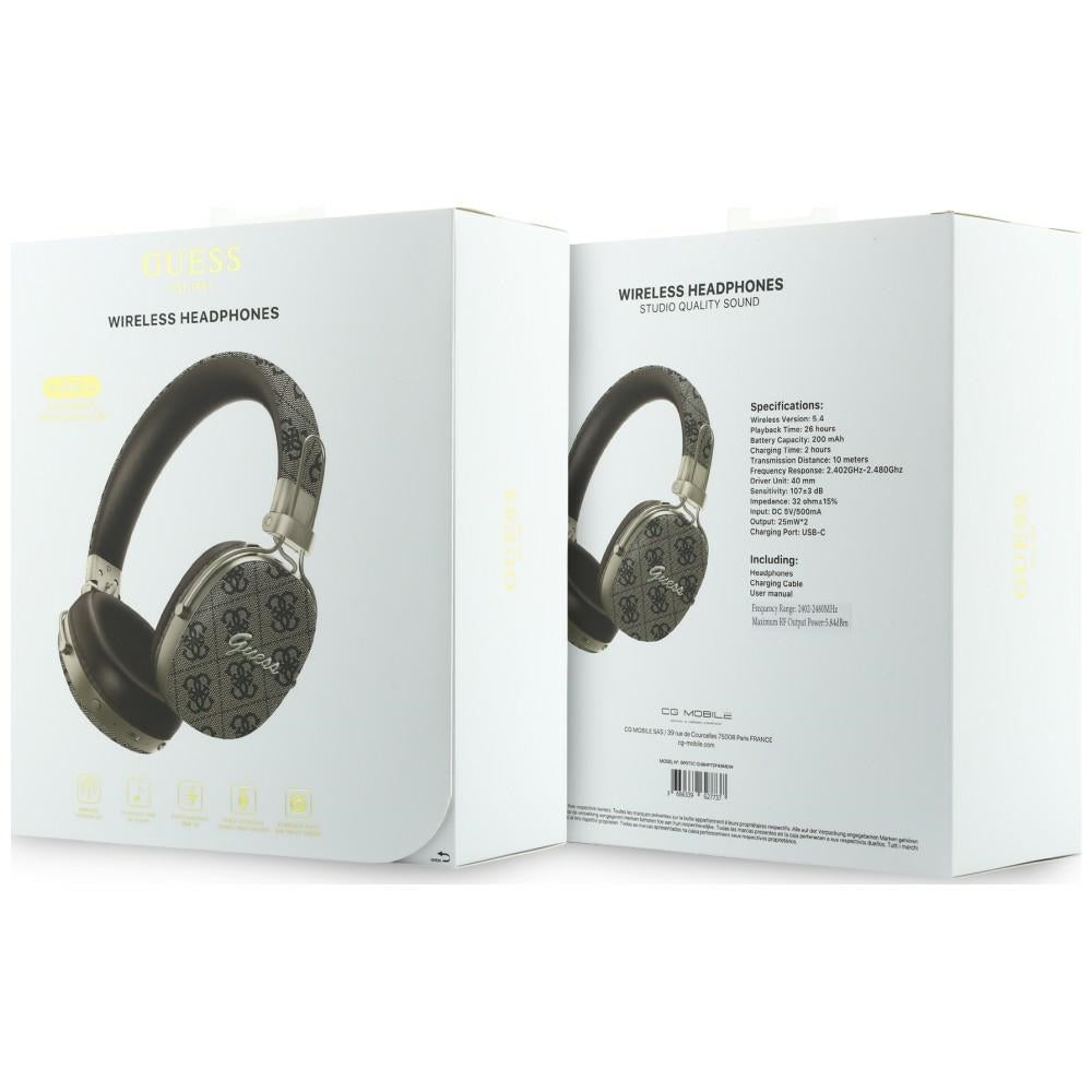 Casque Bluetooth Guess Metal 4G Script Logo, A2DP, Marron