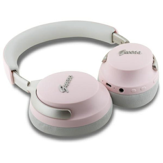 Kit mains libres Bluetooth Guess Metal Script Logo, A2DP, ANC, Rose