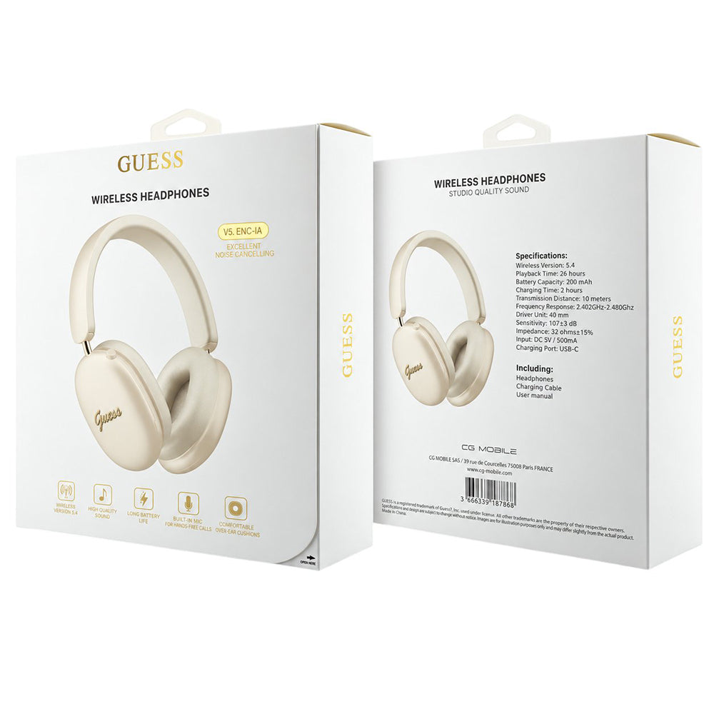 Guess Metal Script Logo Bluetooth-Freisprecheinrichtung, A2DP, Beige