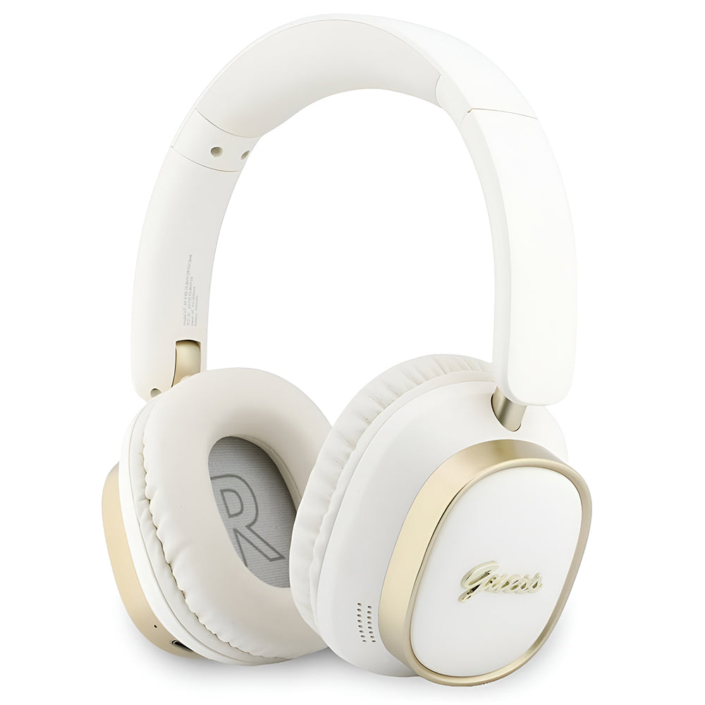 Kit mains libres Bluetooth Guess Rectangle Metal Script, A2DP, Blanc