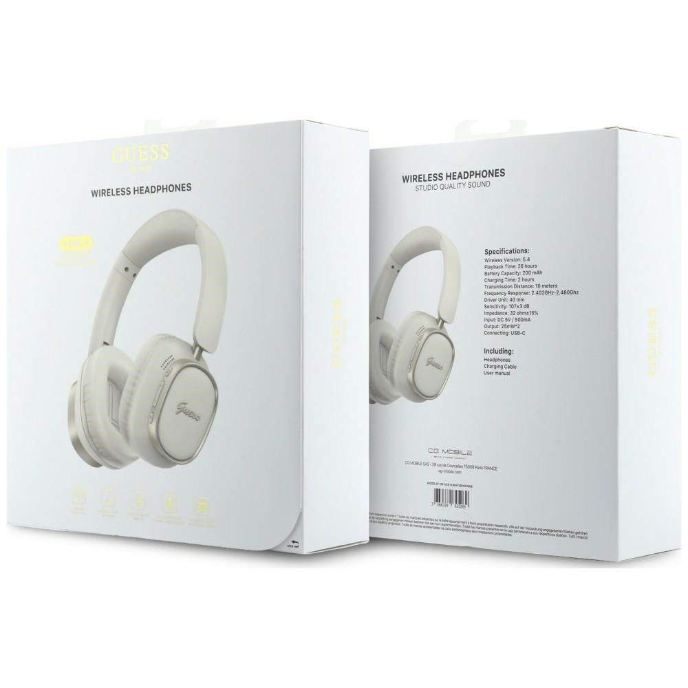 Kit mains libres Bluetooth Guess Rectangle Metal Script, A2DP, Blanc