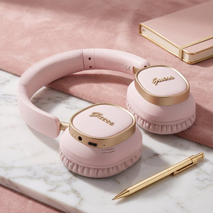 Freisprech-Bluetooth Guess Rectangle Metal Script, A2DP, Rosa