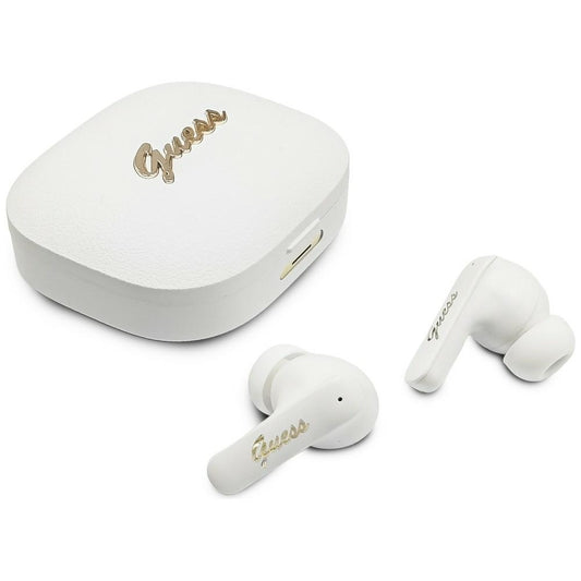 Handsfree Bluetooth Guess Script Metal Logo, TWS, Weiß