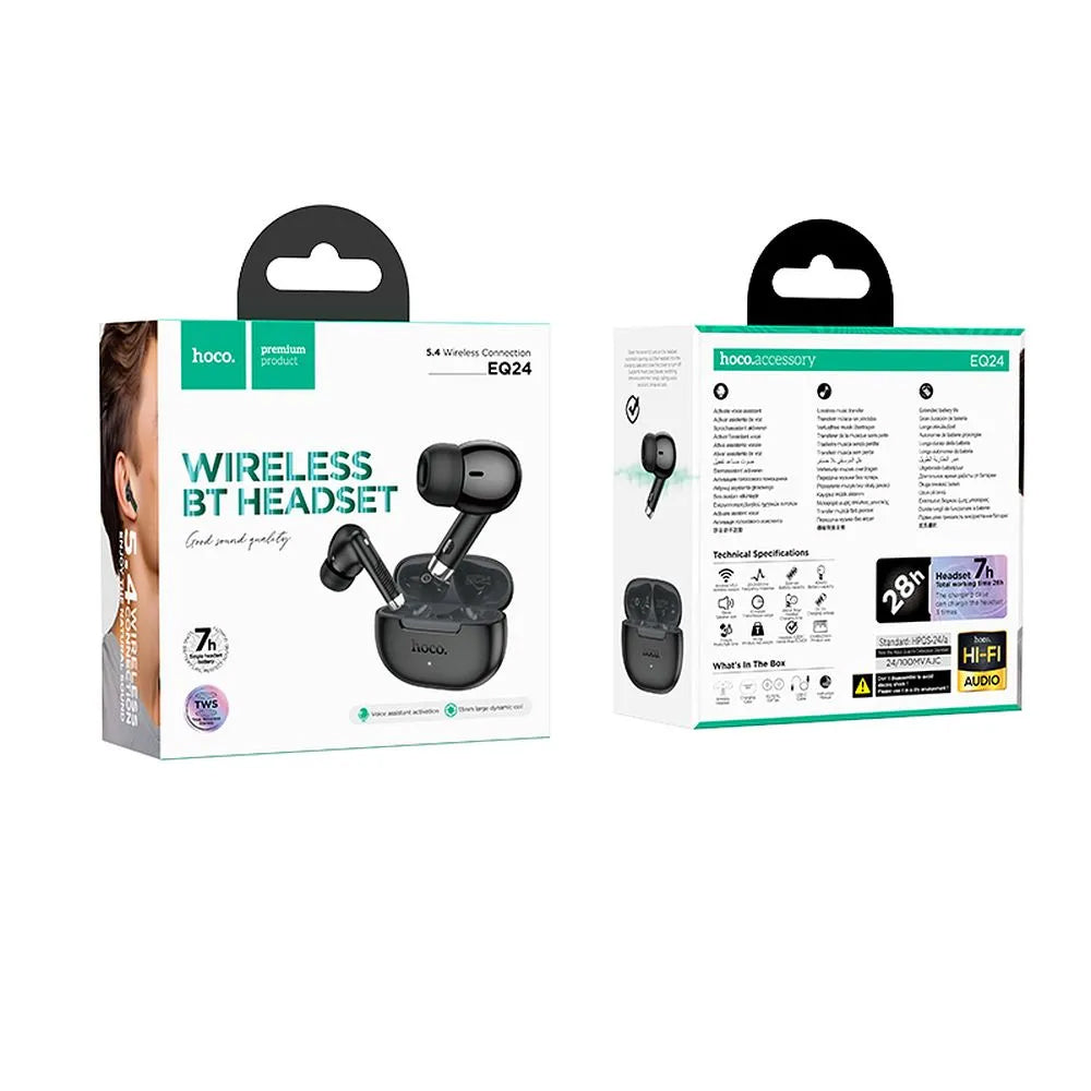 Handsfree Bluetooth HOCO EQ24, TWS, Schwarz