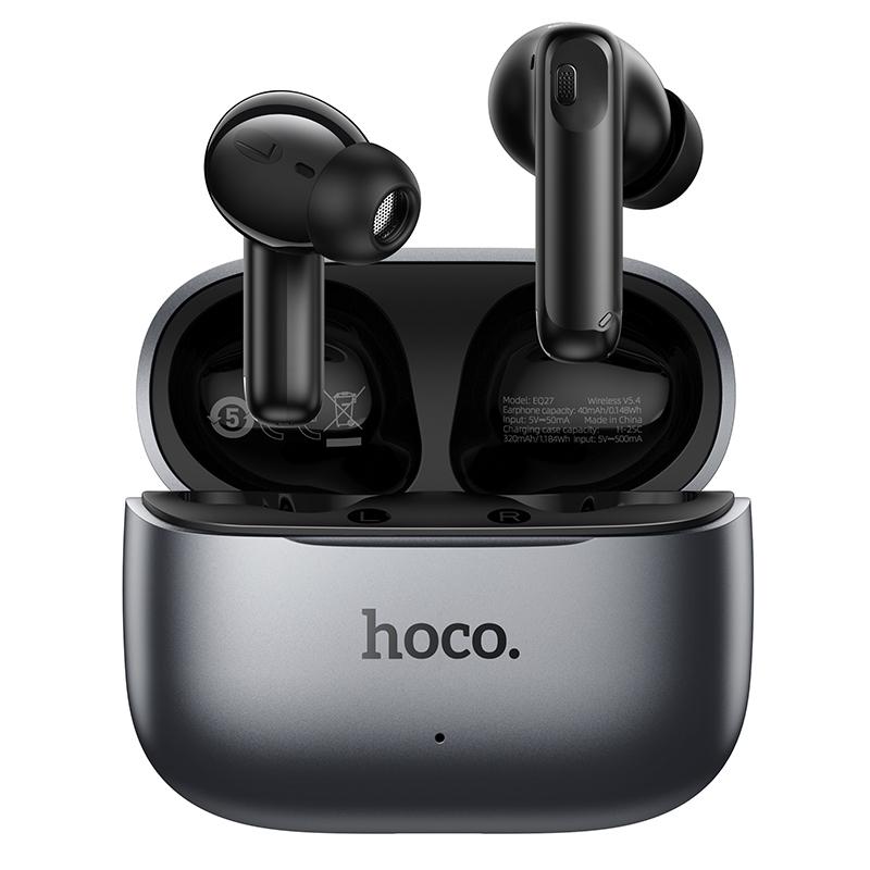 Kit mains libres Bluetooth HOCO EQ27 AI Translation, TWS, ANC, Gris