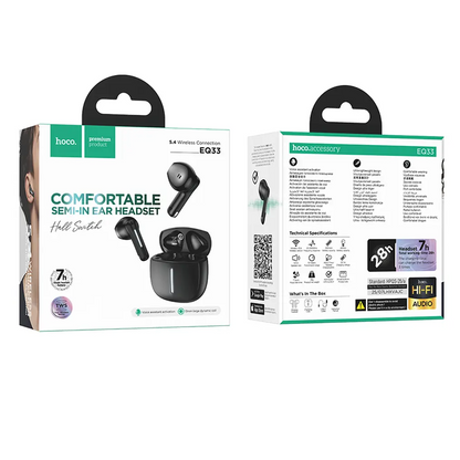 Bluetooth-Freisprecheinrichtung HOCO EQ33, TWS, Schwarz