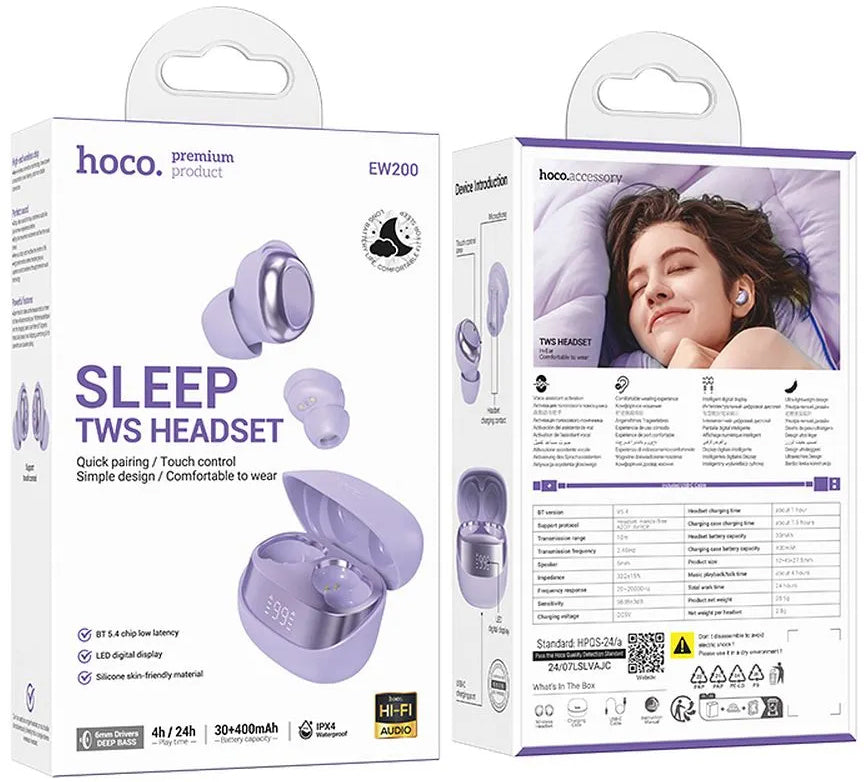 HOCO EW200 Bluetooth Handsfree, TWS, Purple