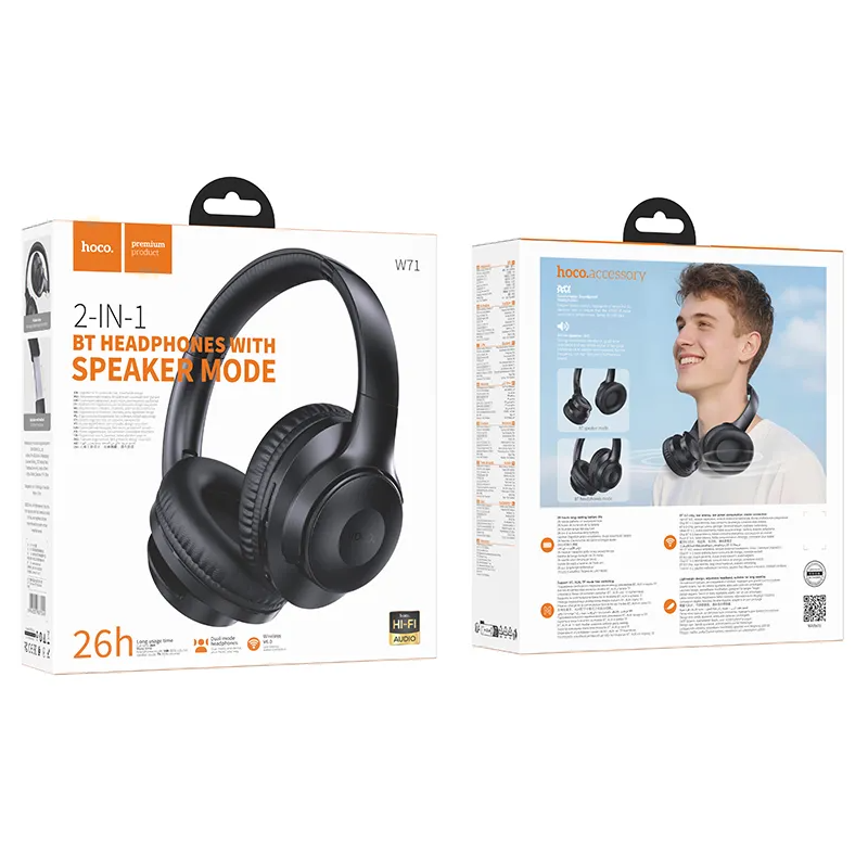 Kit mains libres Bluetooth HOCO W71, A2DP, Noir