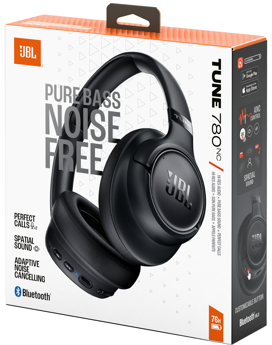 Kit mains libres Bluetooth JBL Tune 780NC, MultiPoint, A2DP, ANC, Noir, Reconditionné JBLT780NCBLK