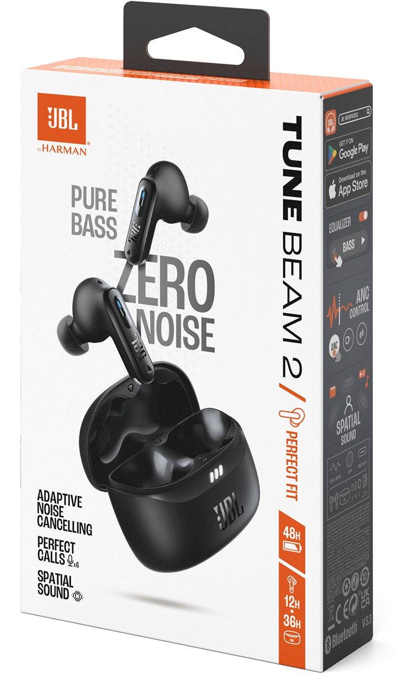 Handsfree Bluetooth JBL Tune Beam 2, TWS, ANC, MultiPoint, Schwarz JBLTBEAM2BLK