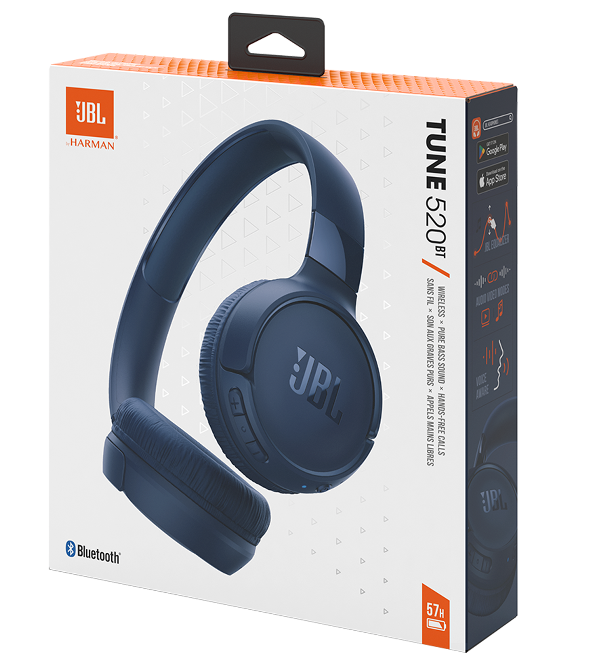Kit mains libres Bluetooth JBL Tune 520BT, MultiPoint, A2DP, Bleu JBLT520BTBTBLU