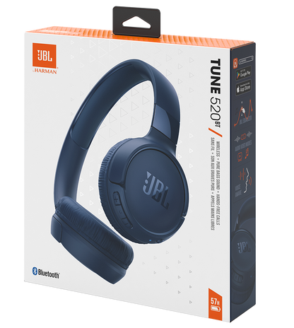 Kit mains libres Bluetooth JBL Tune 520BT, MultiPoint, A2DP, Bleu JBLT520BTBTBLU