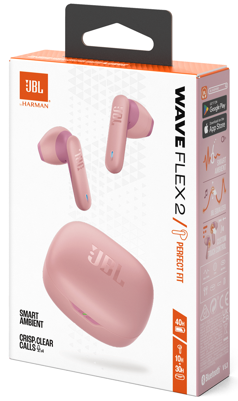 Kit mains libres Bluetooth JBL Wave Flex 2, TWS, ANC, MultiPoint, Rose JBLWFLEX2PIK
