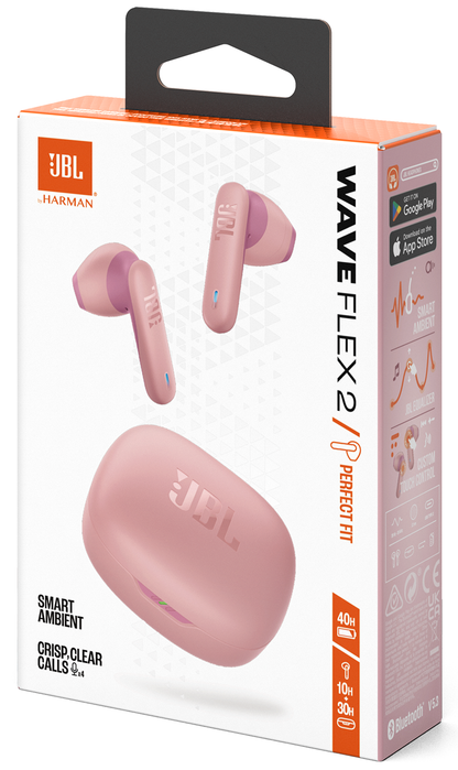 Kit mains libres Bluetooth JBL Wave Flex 2, TWS, ANC, MultiPoint, Rose JBLWFLEX2PIK