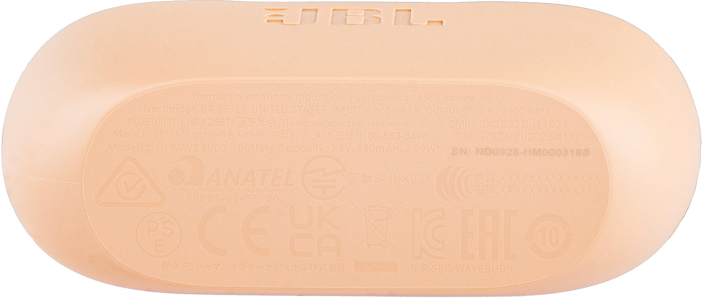 Kit mains libres Bluetooth JBL Wave Buds, TWS, Beige JBLWBUDSBEG