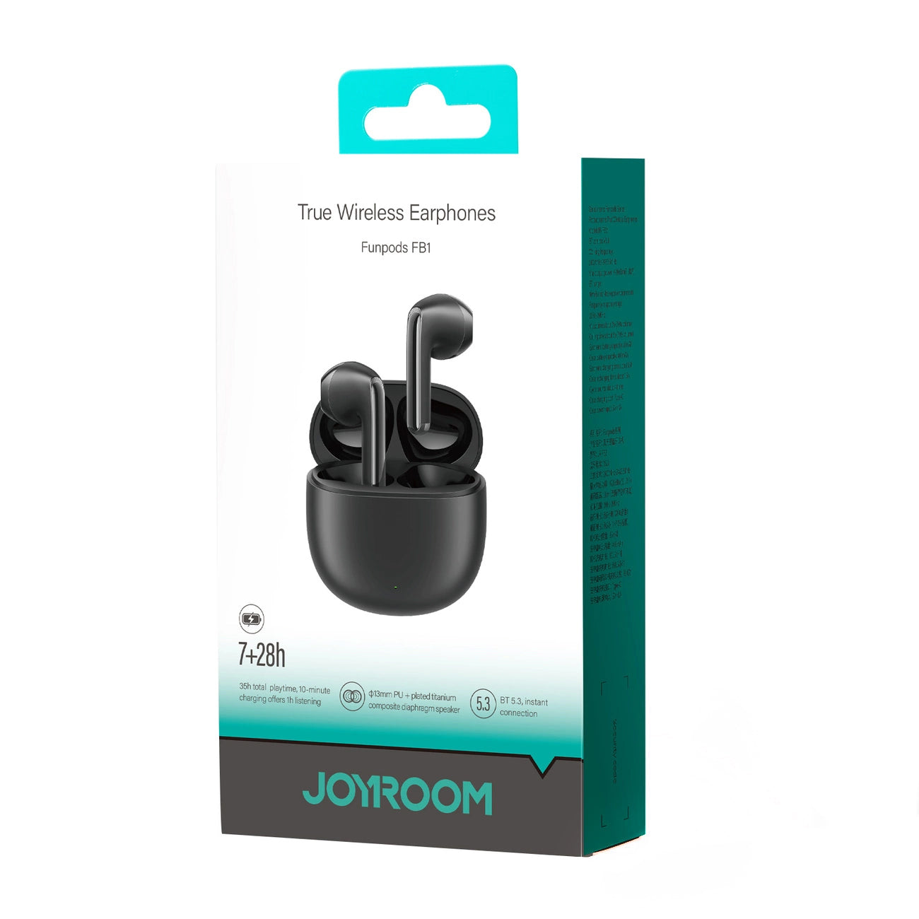 Bluetooth-Freisprecheinrichtung Joyroom Funpods JR-FB1, TWS, ANC, Schwarz