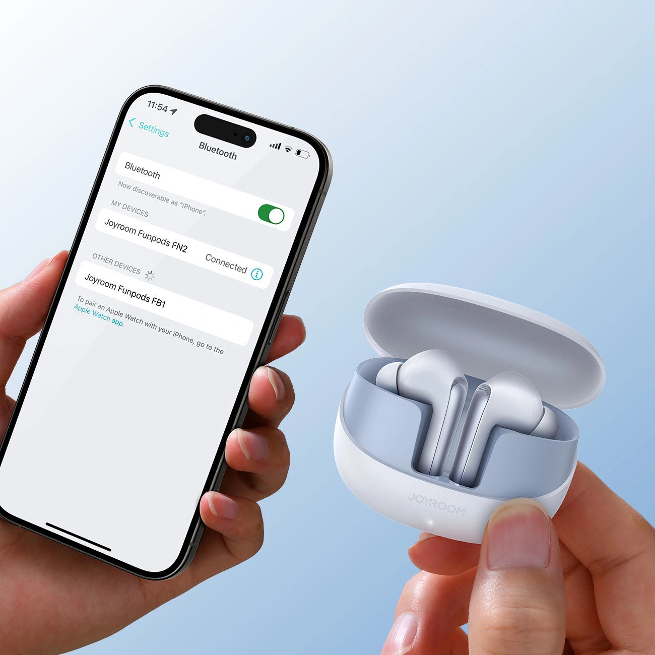 Bluetooth-Freisprecheinrichtung Joyroom Funpods JR-FN2, TWS, ANC, Weiß