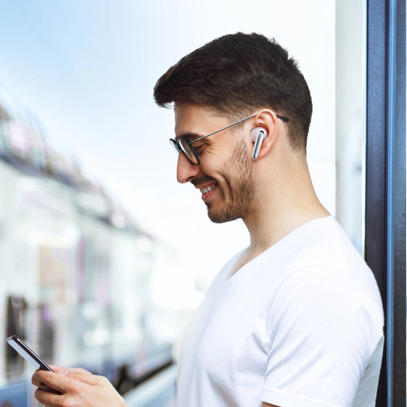 Bluetooth-Freisprecheinrichtung Joyroom Funpods JR-FN2, TWS, ANC, Weiß