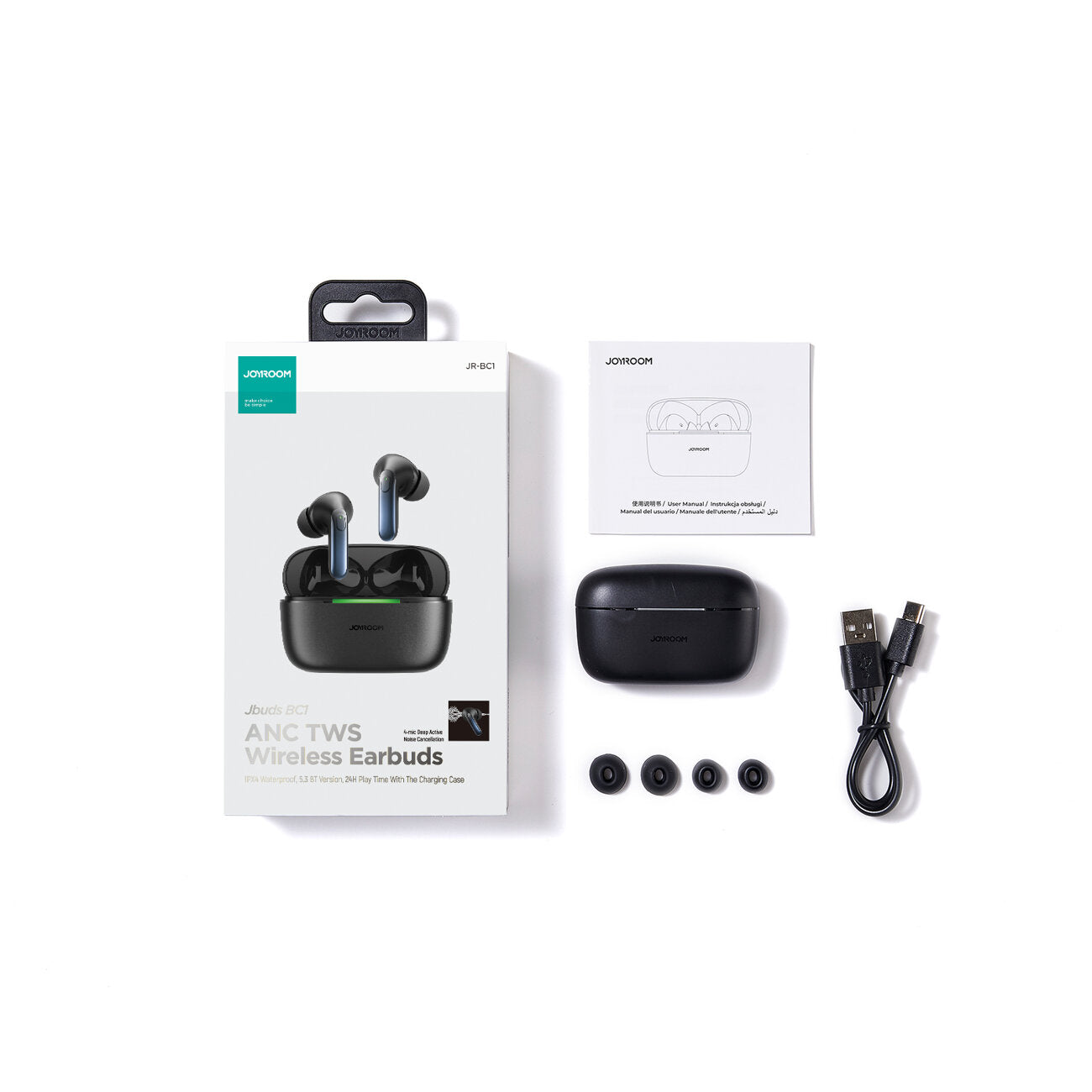 Kit mains libres Bluetooth Joyroom JR-BC1, TWS, ANC, Noir