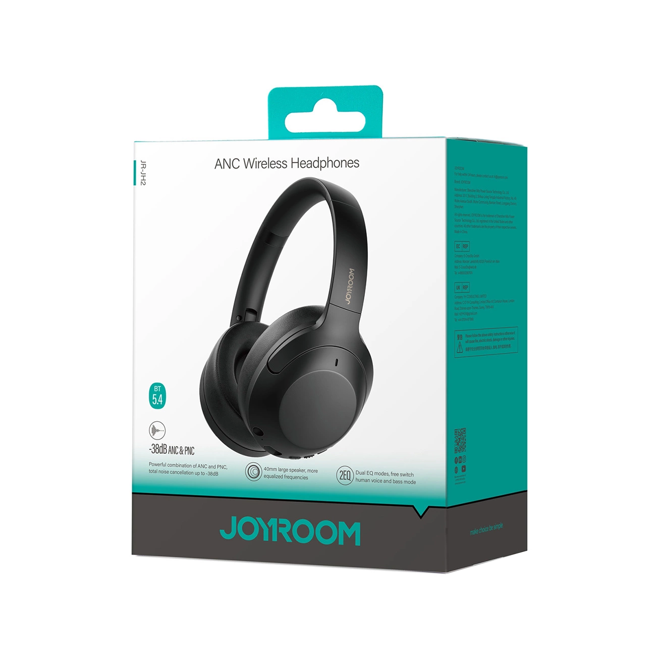 Bluetooth-Headset Joyroom JR-JH2, A2DP, ANC, Schwarz
