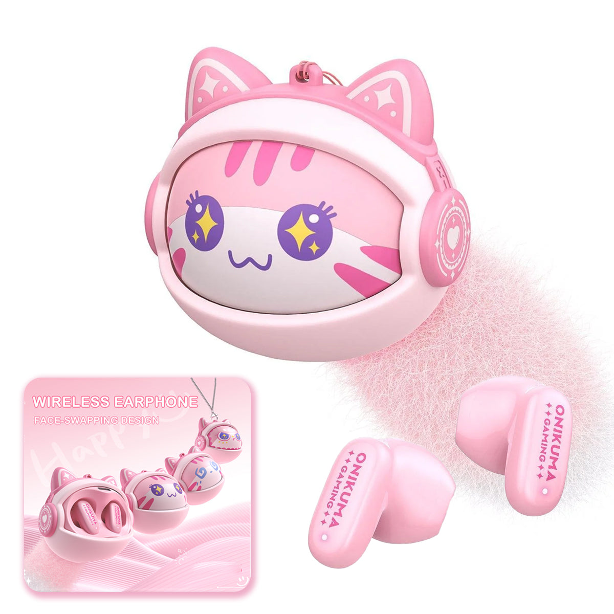 Casque Bluetooth mains libres Onikuma TX603, TWS, Rose