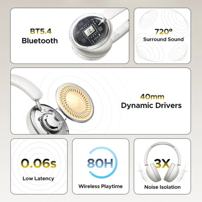 Bluetooth-Freisprecheinrichtung UGREEN HiTune Max 2 HP205, MultiPoint, A2DP, ANC, Schwarz