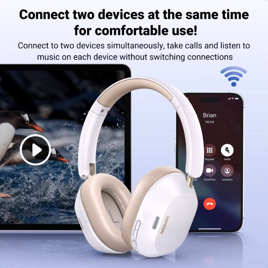 Kit mains libres Bluetooth UGREEN HP203, A2DP, ANC, Blanc