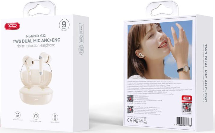 Écouteurs Bluetooth XO Design G28, TWS, Beige