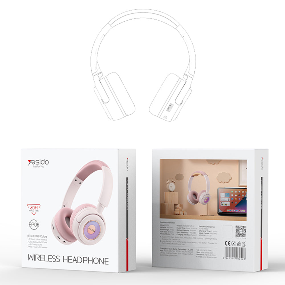Handsfree Bluetooth Yesido EP06 Kids, A2DP, Schwarz
