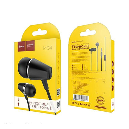 Handsfree 3.5mm HOCO M34 Honor Music, Noir