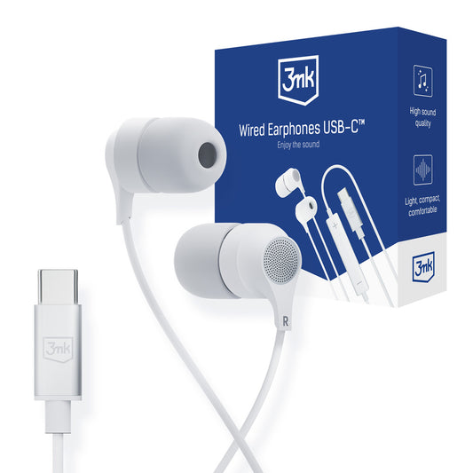 3MK USB-C In-Ear Kopfhörer | Weiß | 1.2m Kabel | Mikrofon