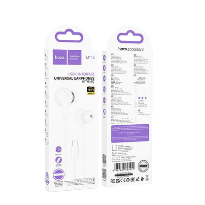 Kit mains libres USB-C HOCO M114, Blanc