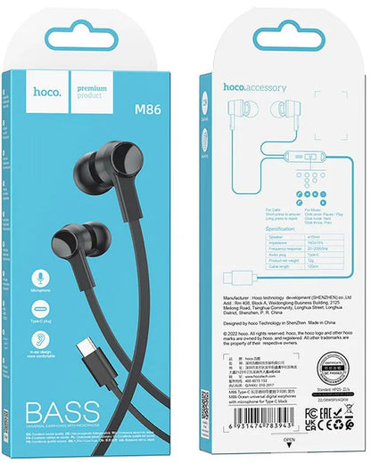 Handsfree USB-C HOCO M86, Schwarz