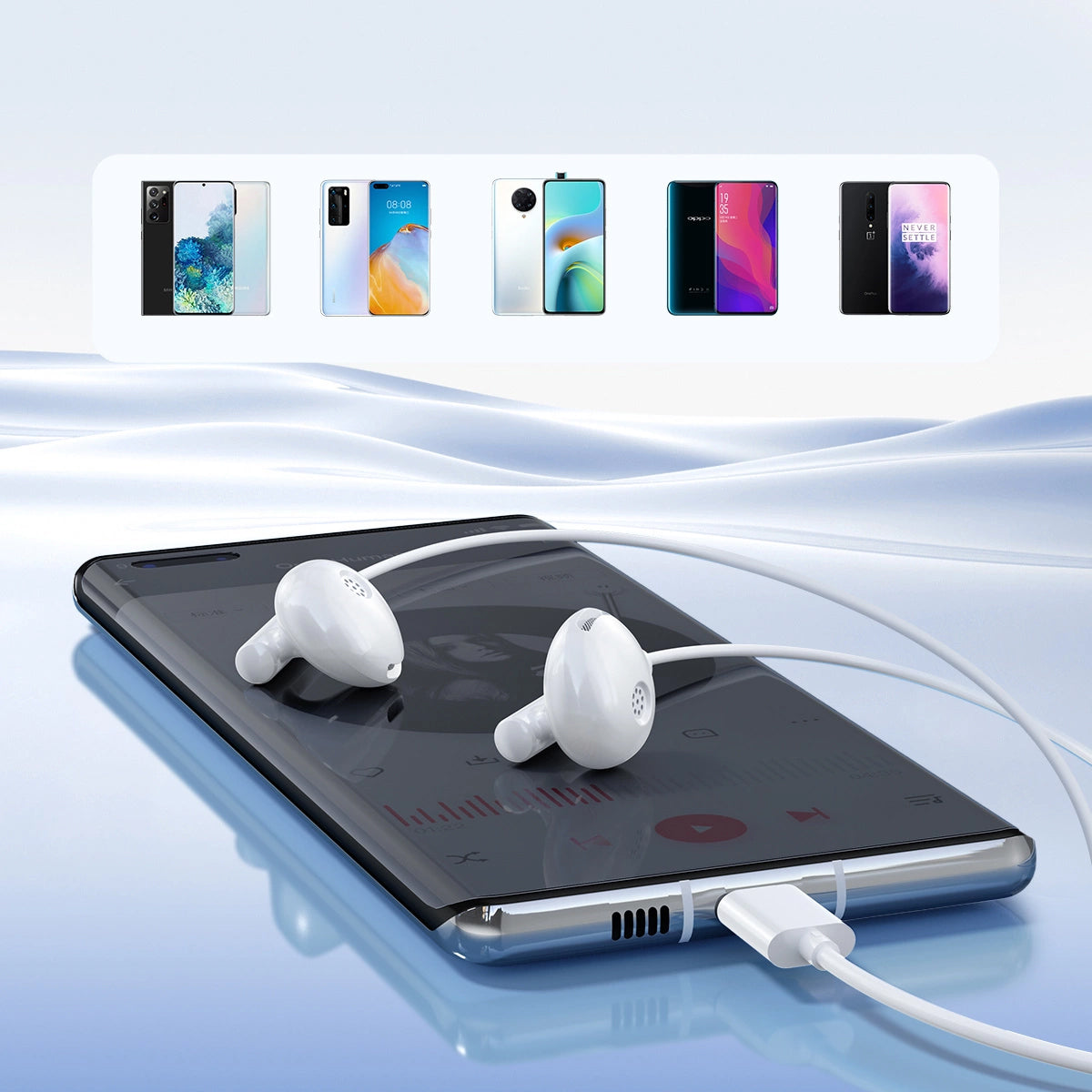 Écouteurs USB-C Joyroom JR-EC05, Blanc