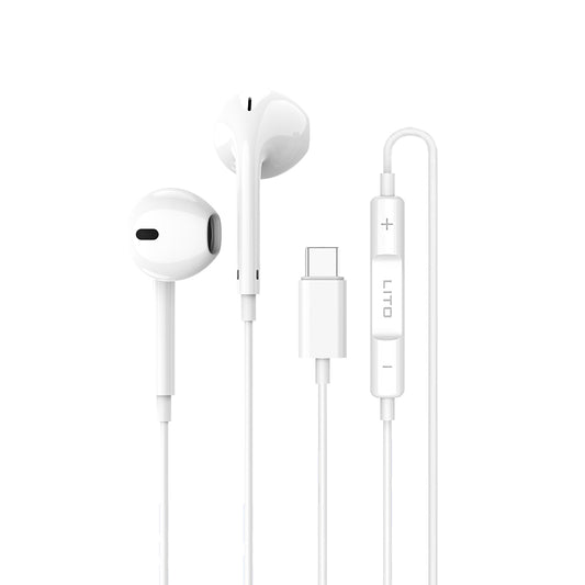 Handsfree USB-C Lito LF01T, 1.2m, Blanc