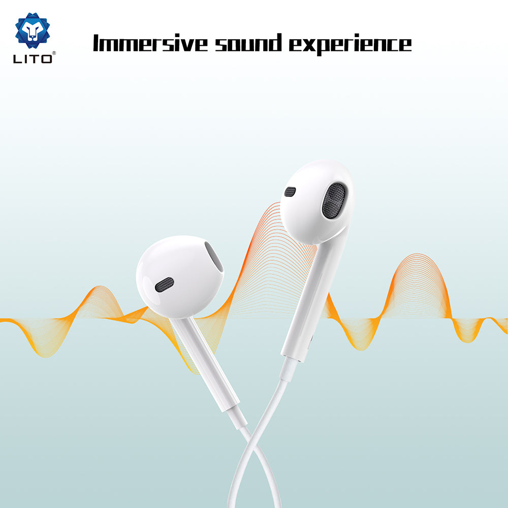 Handsfree USB-C Lito LF01T, 1.2m, Blanc