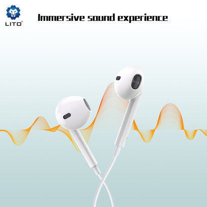 Handsfree USB-C Lito LF01T, 1.2m, Blanc