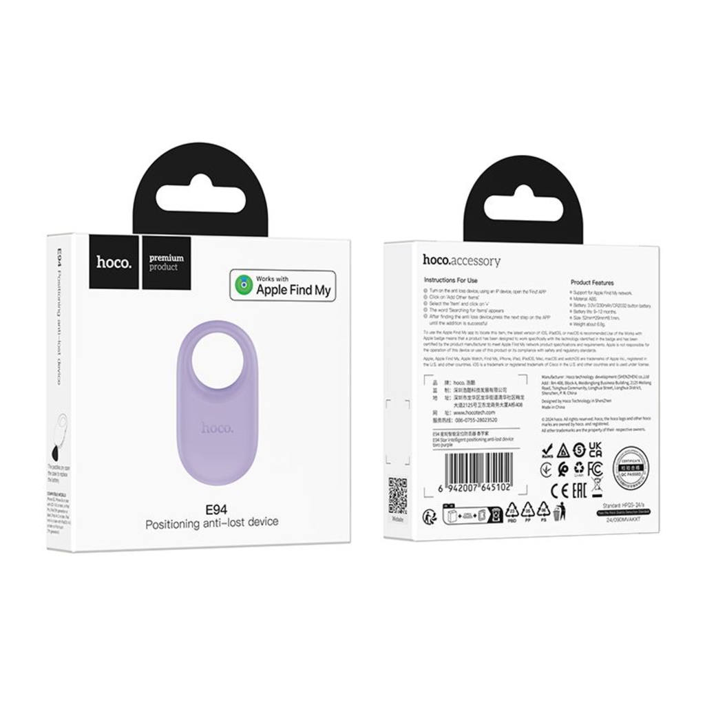 HOCO SmartTag E94 für iOS-Serie, Lila