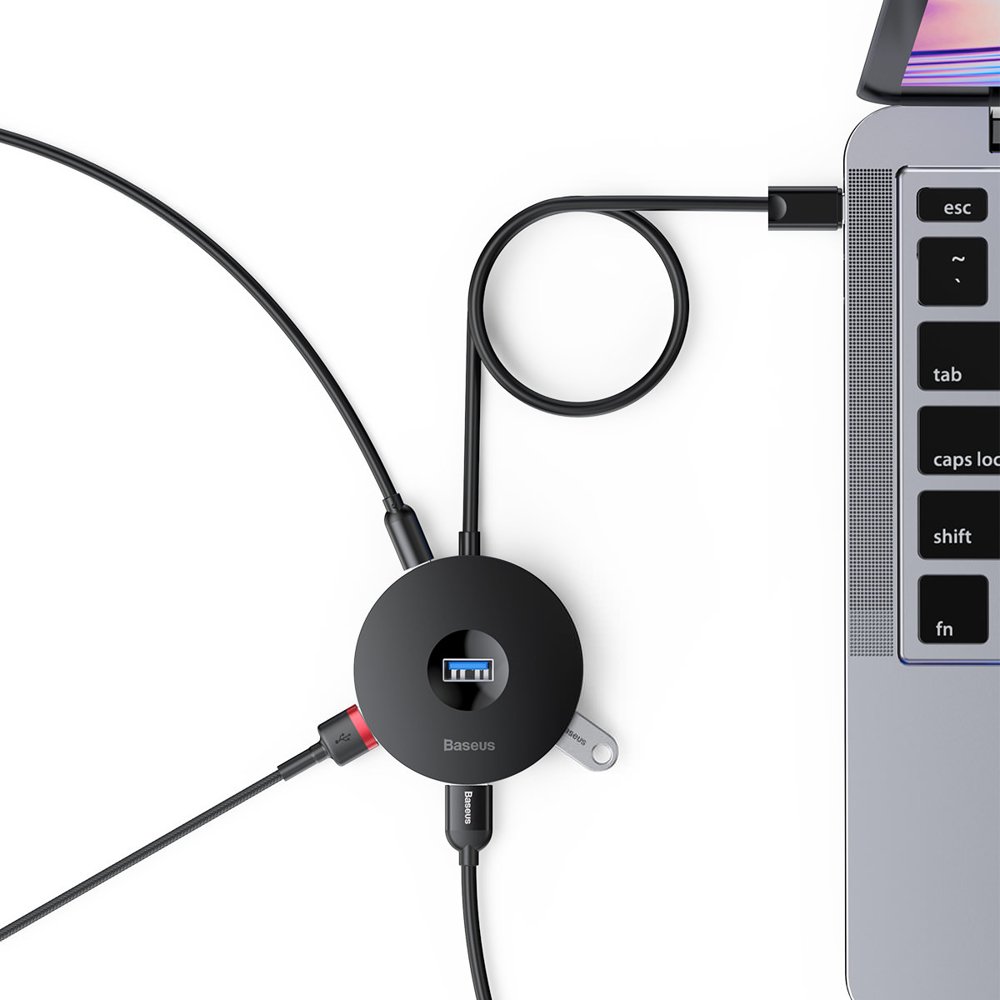 Baseus Runder USB-Hub, 3 x USB-A - 1 x USB-A 3.0, 1m, Schwarz CAHUB-U01 CAHUB-U01