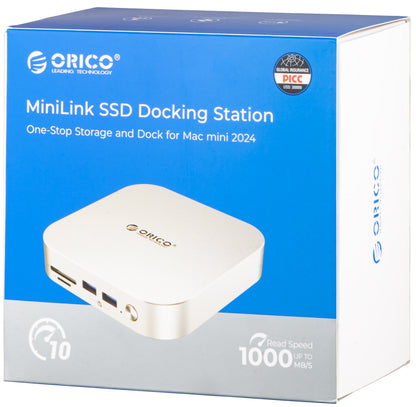 Multifunktionaler Hub Orico MiniLink M49P für Apple Mac Mini M4, 9in1, Silber