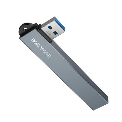 Hub USB Borofone FH1, 4 en 1, Gris
