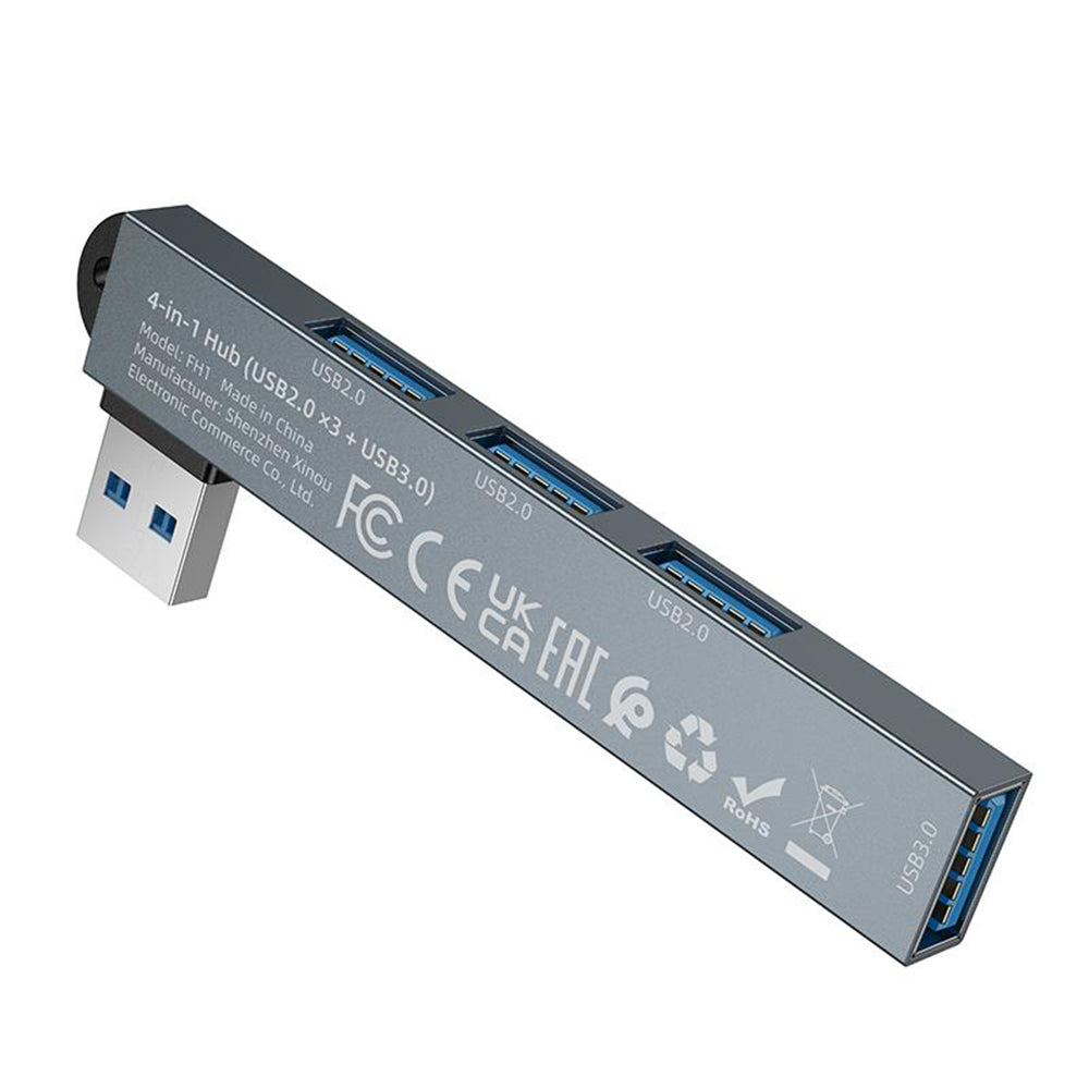 Hub USB Borofone FH1, 4 en 1, Gris
