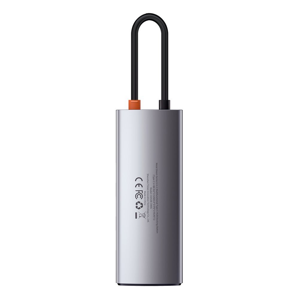 Hub USB-C Baseus Metal Gleam, 3 x USB-A 3.0 - 1 x USB-C - 1 x HDMI, Gris CAHUB-CX0G
